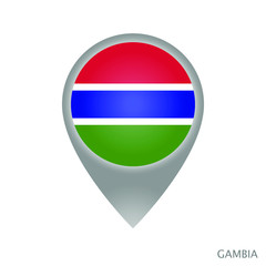Fototapeta premium Map pointer with flag of Gambia. Colorful pointer icon for map. Vector Illustration.