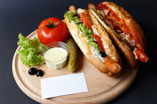 Close up of hot dog. Fast food.