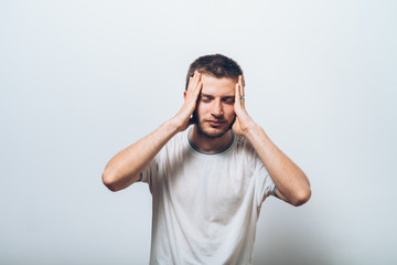 Fototapeta na wymiar headache in men