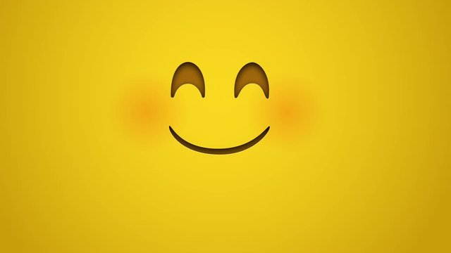Animated colorful looping smilling face blushing emoji background for apps or ad commercial. Bringing life to your screen. Fun character motion graphic design.