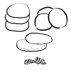 Mollete food sketch separated on white