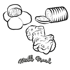 Milk Bread food sketch separated on white