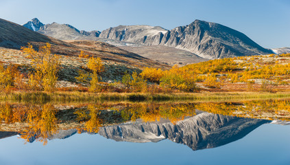 Autumn colors at mountain landscape of Norway