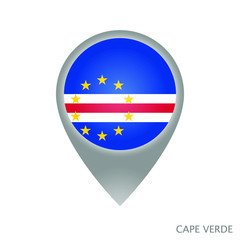 Map pointer with flag of Cape Verde. Colorful pointer icon for map. Vector Illustration.