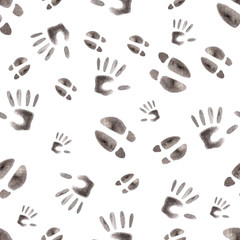 Festive pattern on a white background, Halloween watercolor tracks, ghost tracks, detective, human tracks, an invisible creature, detective story, mystical illustration, scary story.