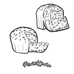 Panettone food sketch separated on white