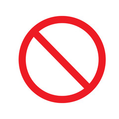Icon of the crossed-out circle. Symbol of prohibition, a blank outline. Simple vector stock illustration.