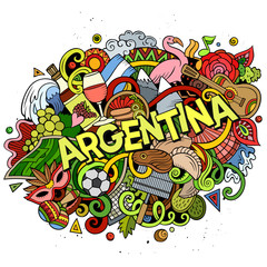 Argentina hand drawn cartoon doodles illustration. Funny design.
