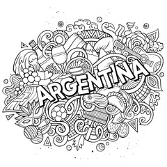 Argentina hand drawn cartoon doodles illustration. Funny design.