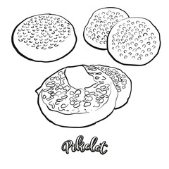 Pikelet food sketch separated on white