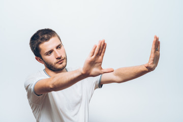 young man holding something