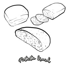 Potato bread food sketch separated on white