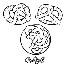 Pretzel food sketch separated on white