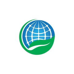Green Ecological Logo Globe Leaf Icon