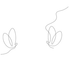 Butterfly fly line drawing. Vector illustration.