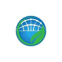 Green Ecological Logo Globe Leaf Icon