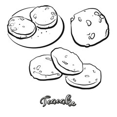 Teacake food sketch separated on white