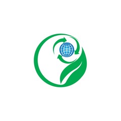earth logo design template. save globe logo vector icon