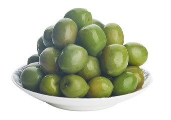 green olives on plate