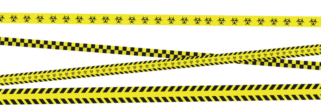 Biological hazard signs and seamless warning tapes set. - Powered by Adobe