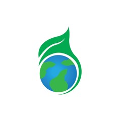 Green Ecological Logo Globe Leaf Icon