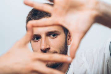 Fototapeta premium man making frame hand