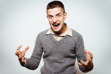 Angry man screaming