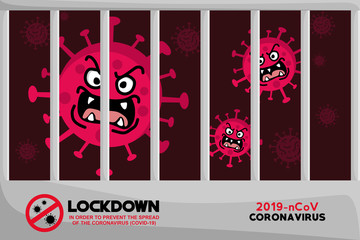 LOCKDOWN CORONAVIRUS, Covid-19 Pandemic world lockdown for quarantine Illustration Vector