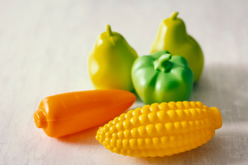 plastic vegetables closeup view