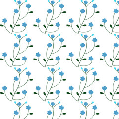Blue Flower Pattern on white background