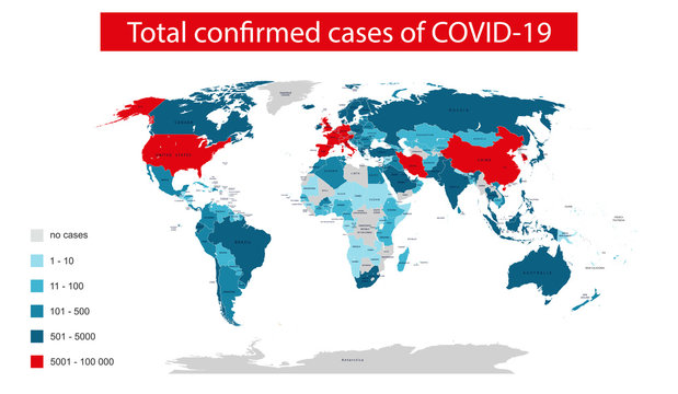 Covid-19, Covid 19 map confirmed cases report worldwide globally. Coronavirus disease 2019 situation update worldwide.