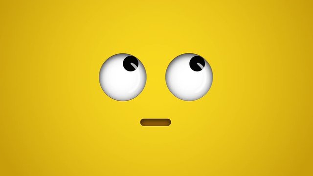 Animated colorful looping face with rolling eyes emoji background for apps or ad commercial. Bringing life to your screen. Fun character motion graphic design.