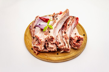 Raw pork ribs isolated on white background