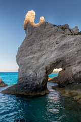 Incredible rock arch along the north western coastline near Shipwreck Beach, Zakynthos