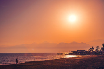 Sun set on the beach. 