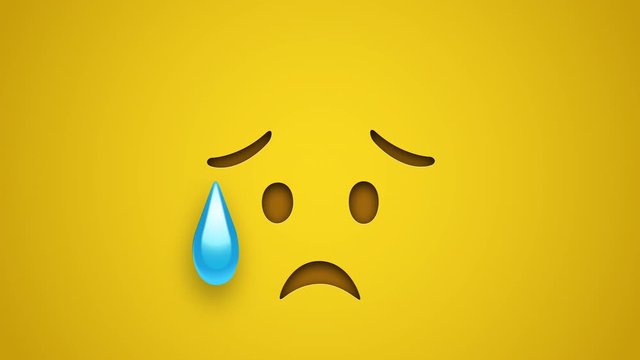 Animated colorful looping sad but relieved face emoji background for apps or ad commercial. Bringing life to your screen. Fun character motion graphic design.