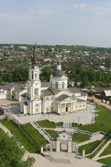 Fototapeta na wymiar Orthodox Church in Russia aerial photo