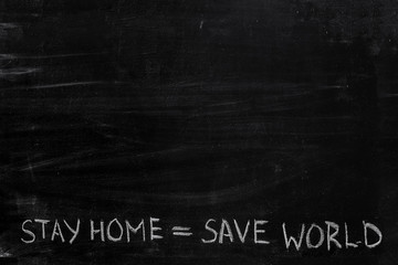 Coronavirus pandemic behaviour rules or health advice - stay at home. Stay at Home. Stay at Home chalkboard inscription.