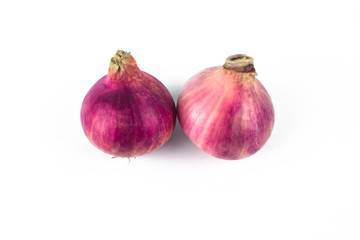 Two medium size fresh and ripe red onion isolated on a white background