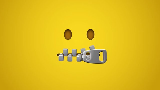 Animated colorful looping zipper mouth face emoji background for apps or ad commercial. Bringing life to your screen. Fun character motion graphic design.