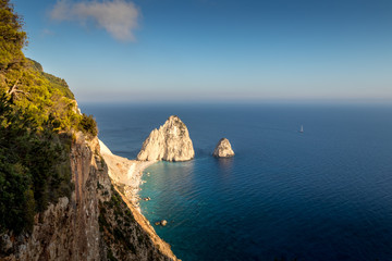 View of the incredible cliffs of Zakynthos in the Mediterranean sea