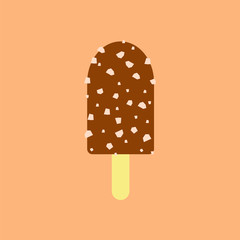chocolate peanut popsicle ice cream icon. Flat design vector illustration. Design for wallpaper, wrapping, fabric, background, apparel, prints, banners etc