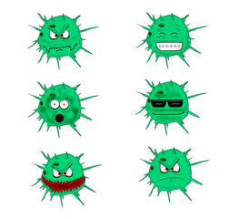 similar coronavirus stickers smile green illustration funny pictures