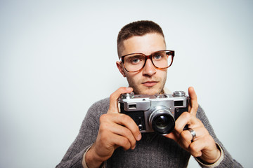Fototapeta premium A man with a camera