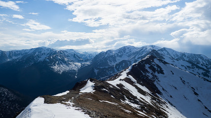 Snowy panorama in High Tatras, Slovakia and Poland border