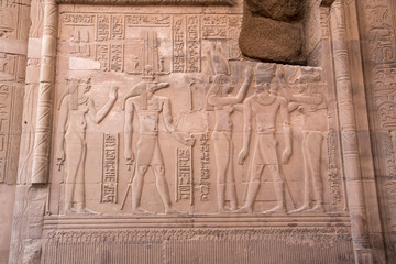 Kom Ombo Temple, also known as Temple of Sobek and Haroeris is in ruins, but it is imposing, especially for its location, which makes it stand out on the Nile in Egypt Africa