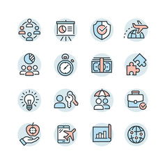 Global business vector icons set