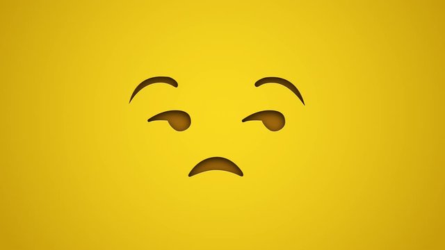 Animated colorful looping unamused face emoji background for apps or ad commercial. Bringing life to your screen. Fun character motion graphic design.