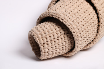 beige kit
Crochet baskets from knitted thread