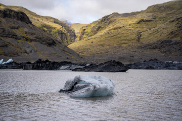 Sólheimajökulll glacier and lagoon, inside Katla Geopark, Iceland